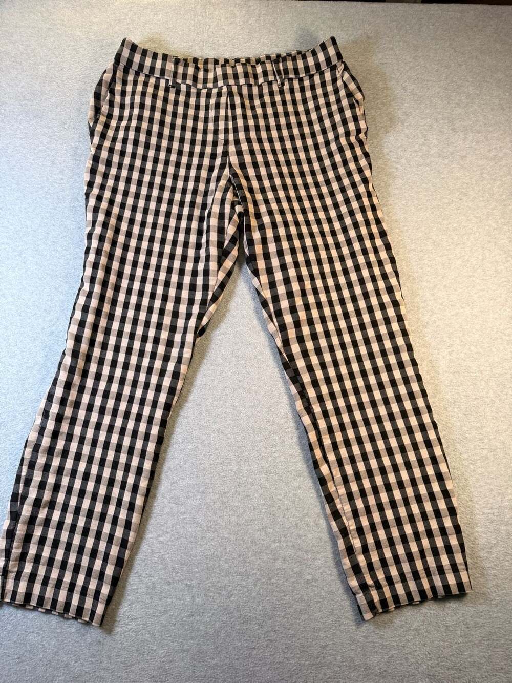 Les & Leopold Gingham Check Pants Size L Black Beige